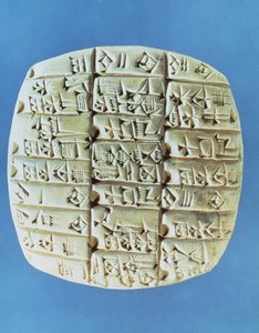 Mesa de cuentas con escritura cuneiforme, c.2400 a.C.